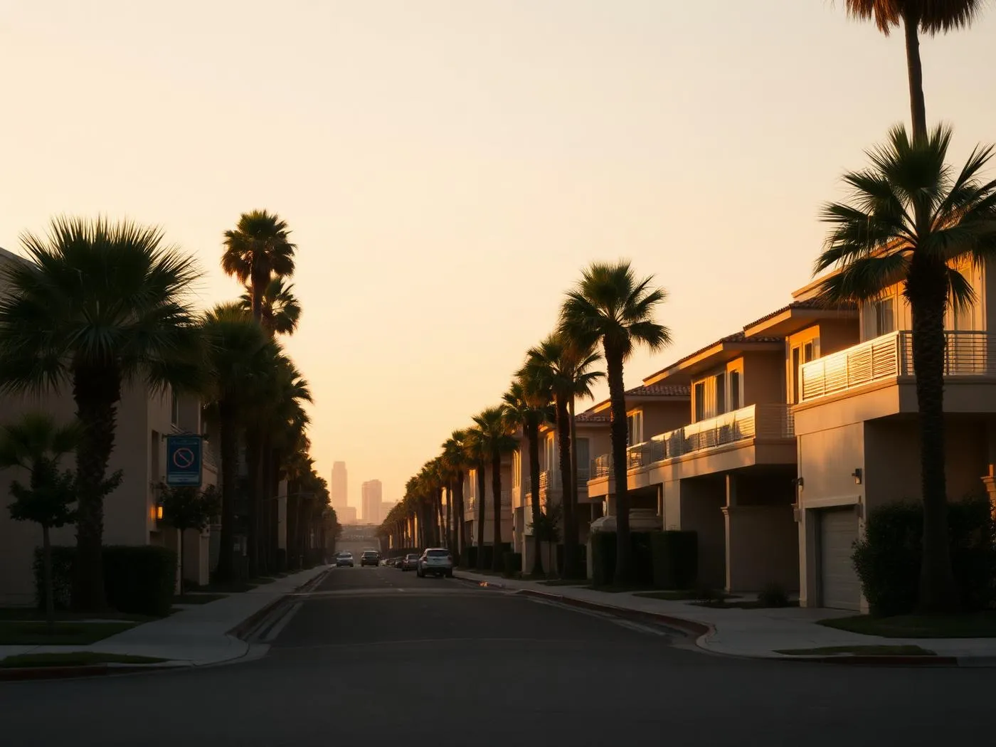 Madera street with morning light
